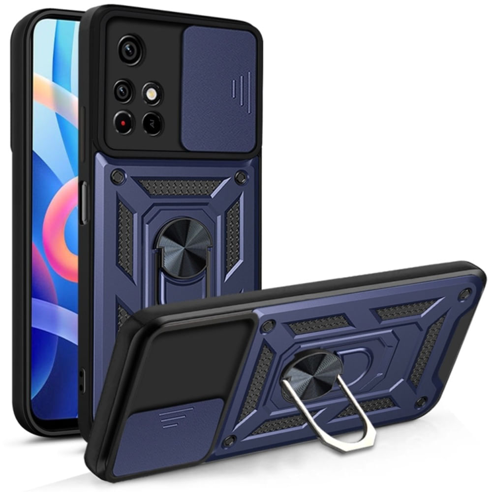 Funda para Xiaomi Note 11 4G con protector de camara Azul Resistente ante Caídas y Golpes