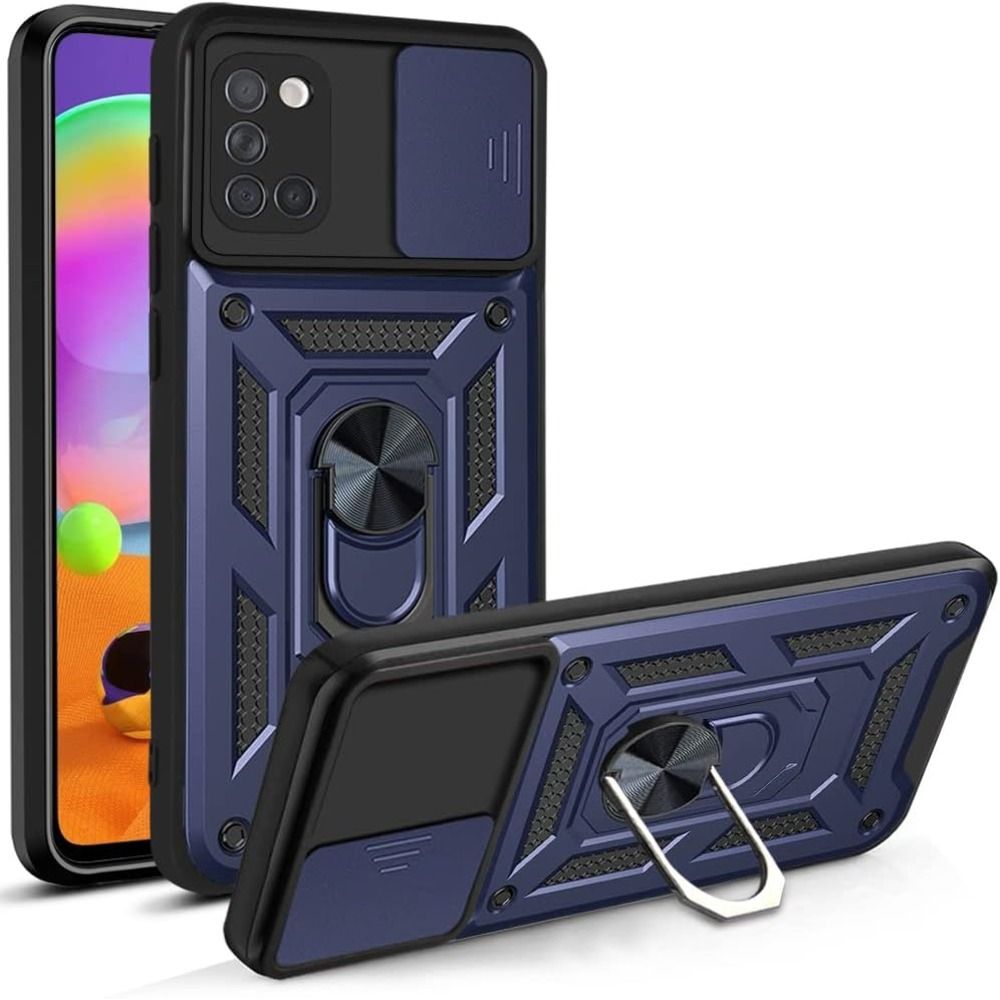Funda Case para Samsung A31 con protector de camara Azul Resistente ante Caídas y Golpes