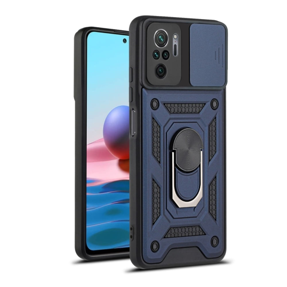 Funda Case para Xiaomi Redmi Note 10 con protector de camara Azul Resistente ante Caídas y Golpes