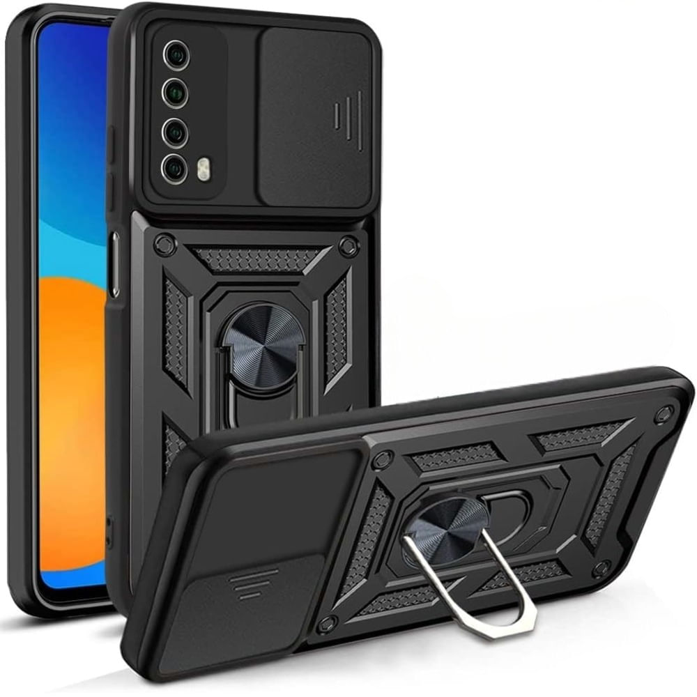 Funda Case para Huawei Y7A con protector de camara Negro Resistente ante Caídas y Golpes
