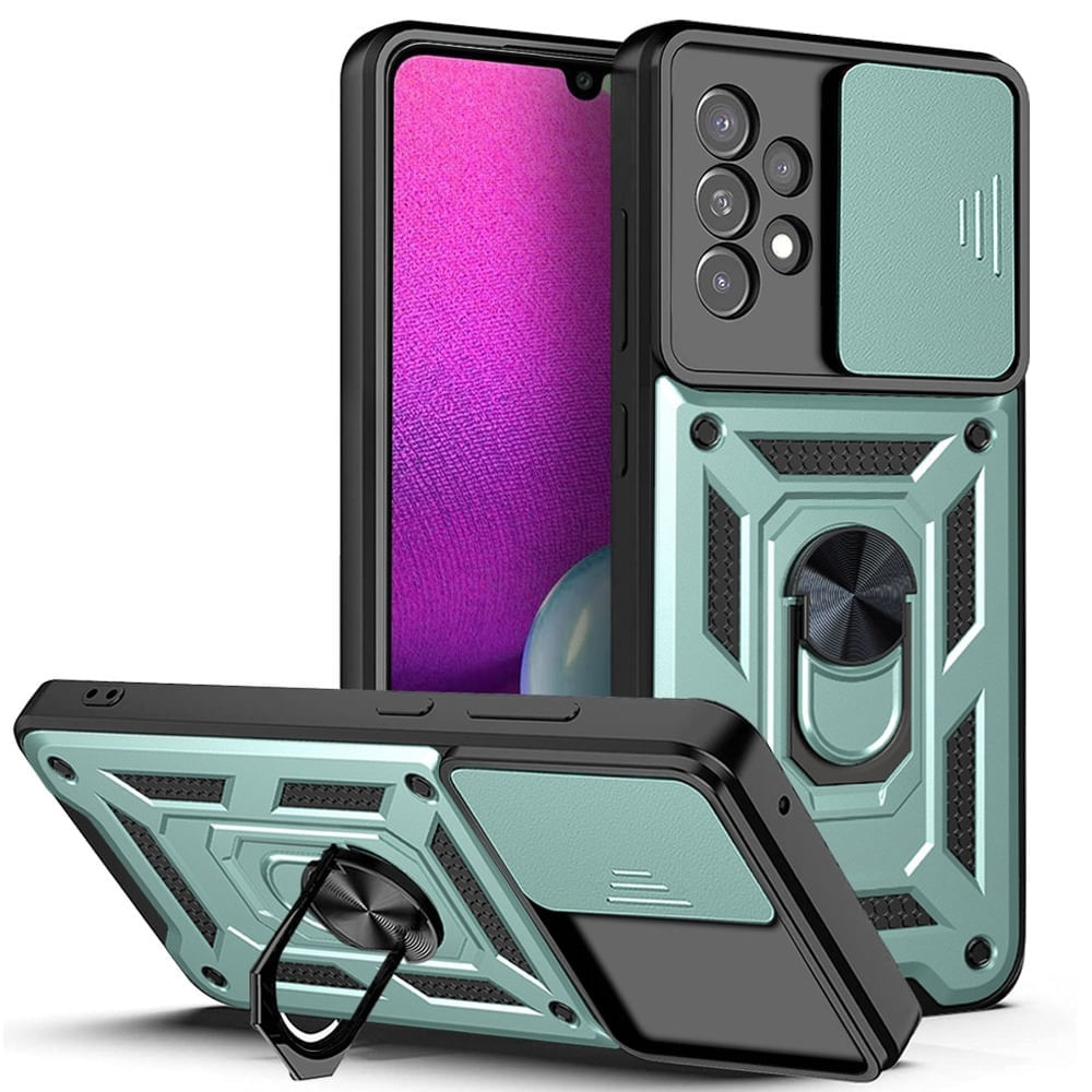 Funda Case para Samsung A33 con protector de camara Verde Resistente ante Caídas y Golpes