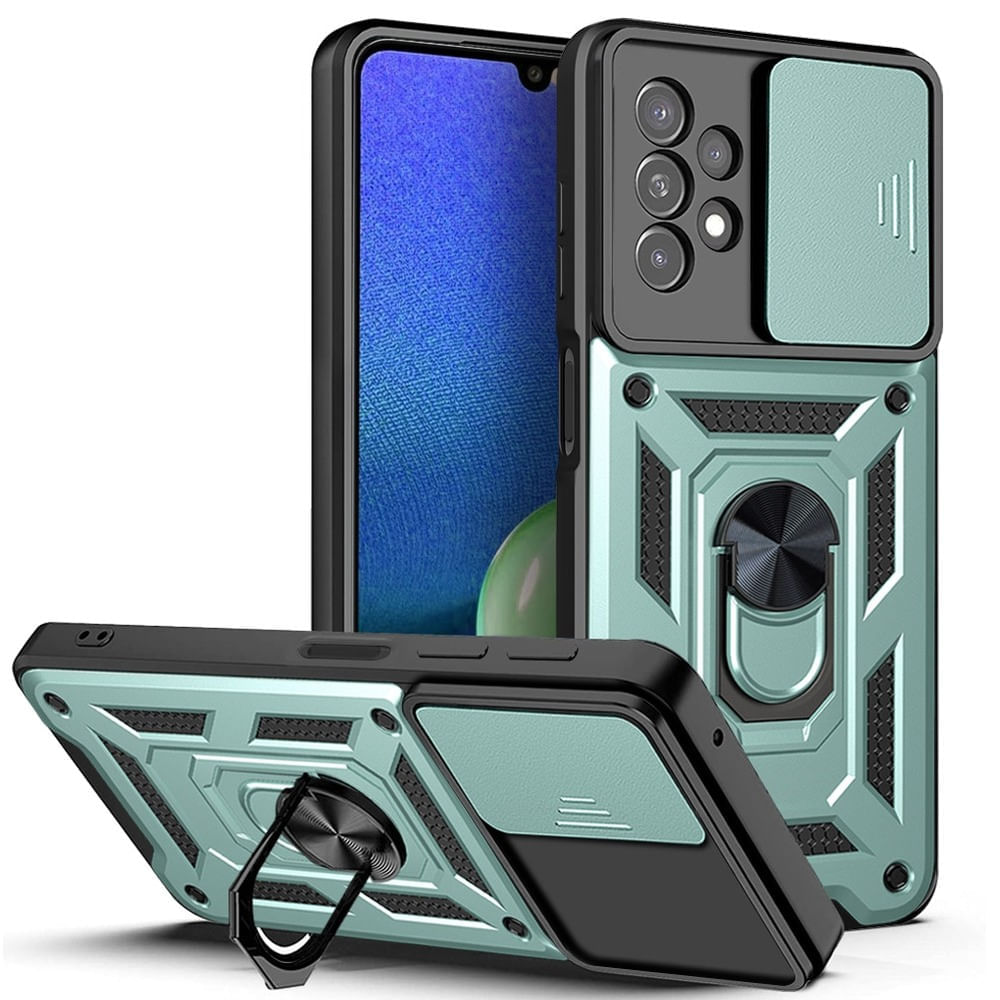 Funda Case for Samsung A13 4G con protector de camara Verde Resistente ante Caídas y Golpes