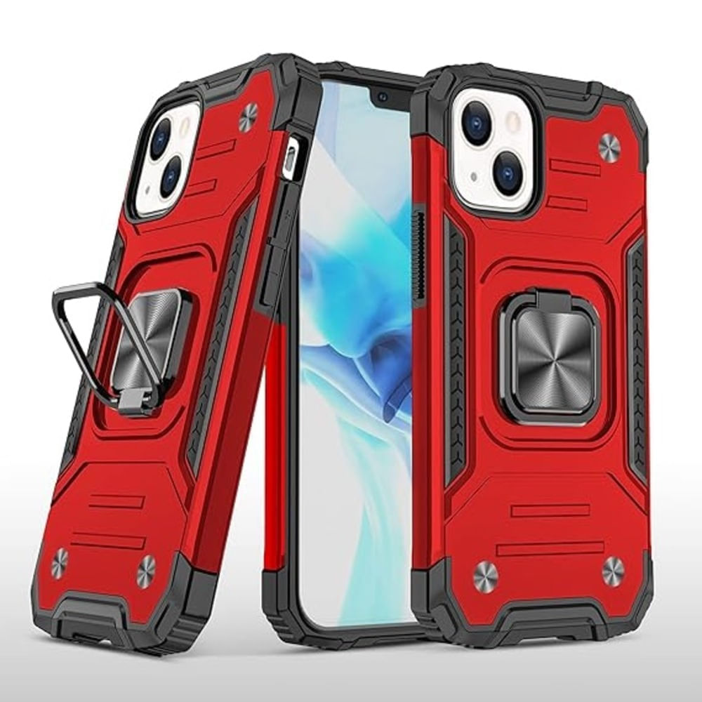 Funda para Motorola G9 Plus Robot con Aro Rojo Antishock Resistente ante Caídas y Golpes