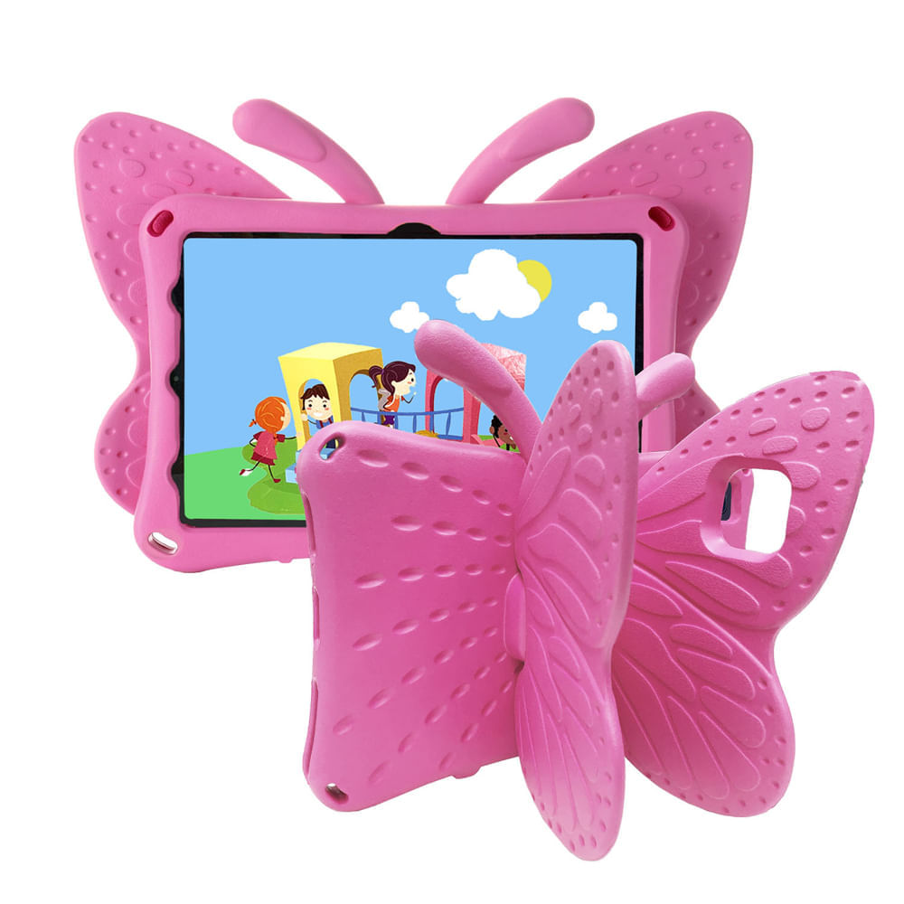 Funda para Samsung Tab A 8" de Goma Mariposa Fucsia Antishock Resistente a Caidas y Golpes