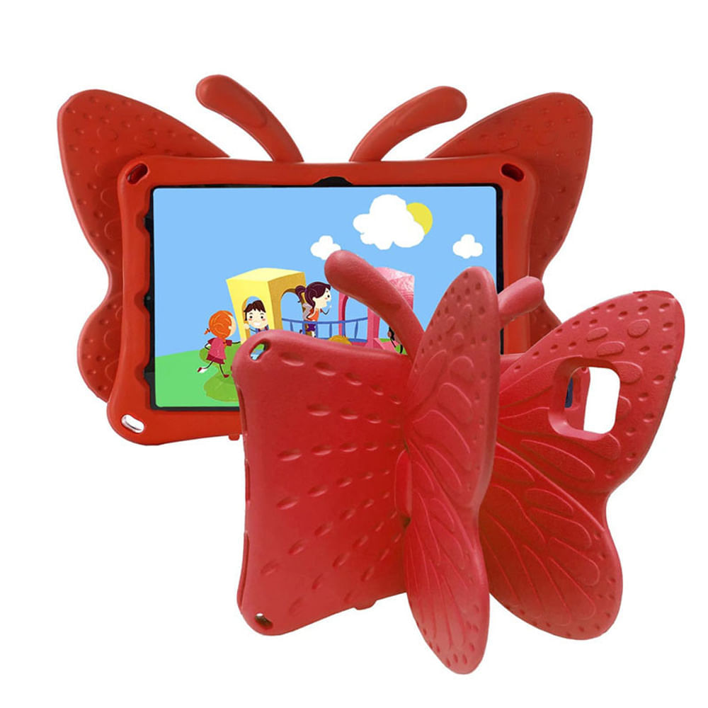 Funda para Samsung Tab A7 10.4" de Goma Mariposa Roja Antishock Resistente a Caidas y Golpes