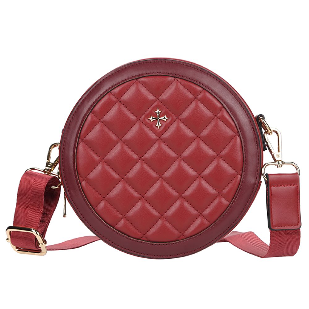 Cartera Circular De Cuero Vegano 9318 Roja
