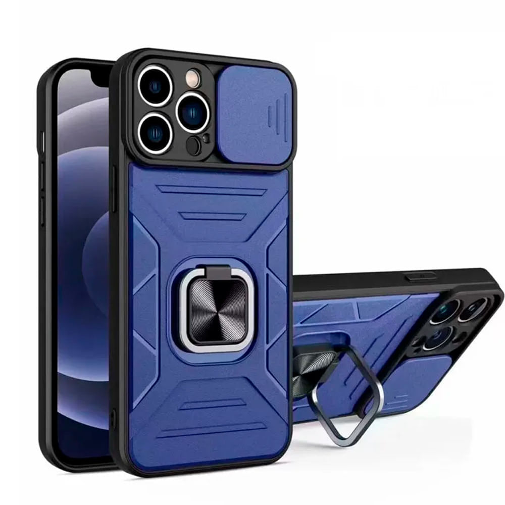 Funda para Xiaomi Redmi 12C Robot con Aro + protector de camara Azul con Aro y Protector Resistente