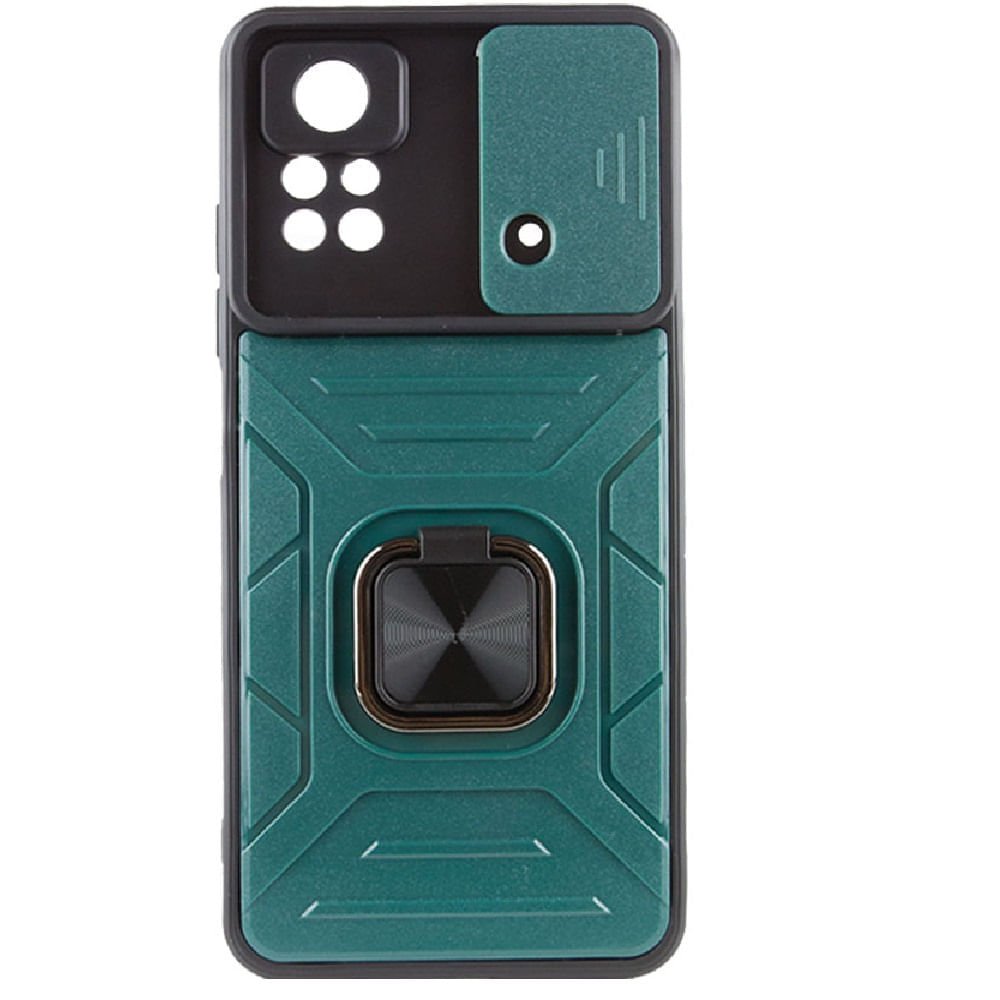 Funda Case para Xiaomi Poco X4 Pro 5G Robot con Aro + protector de camara Verde con Aro Resistente