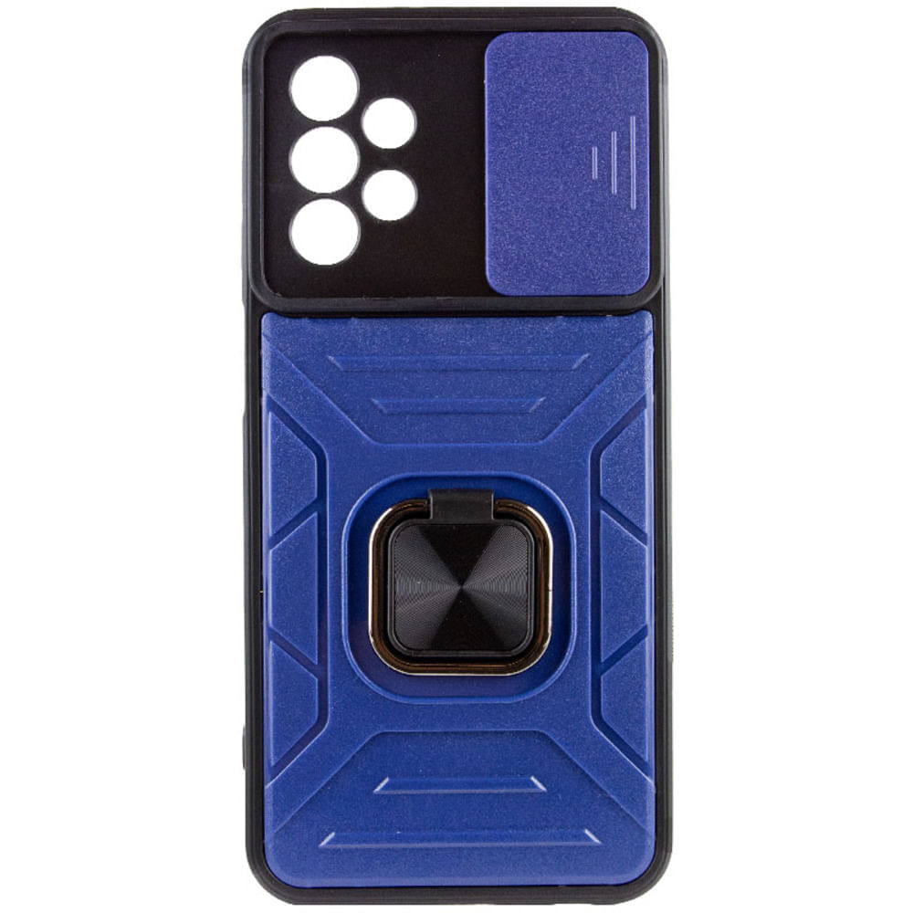 Funda Case de Samsung A33 5G Robot con Aro + protector de camara Azul con Aro y Protector Resistente