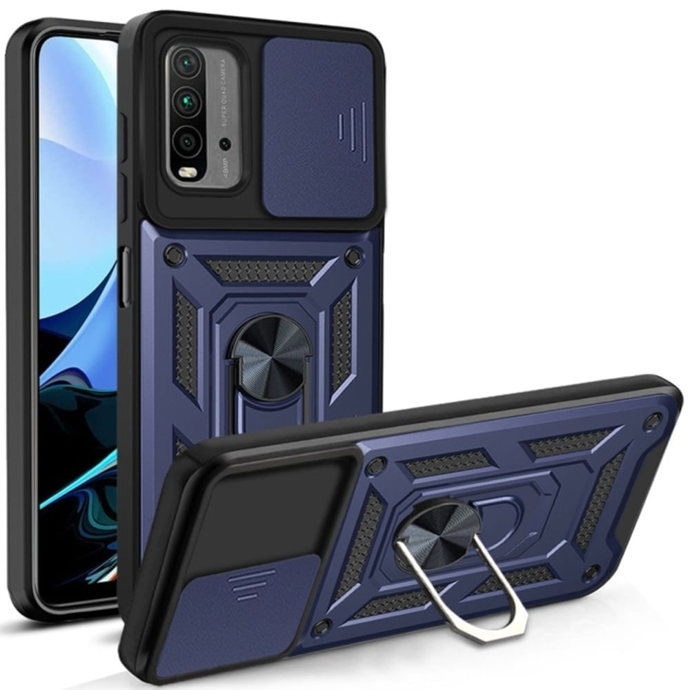 Funda Case for Xiaomi Redmi 9T con protector de camara Azul Resistente ante Caídas y Golpes