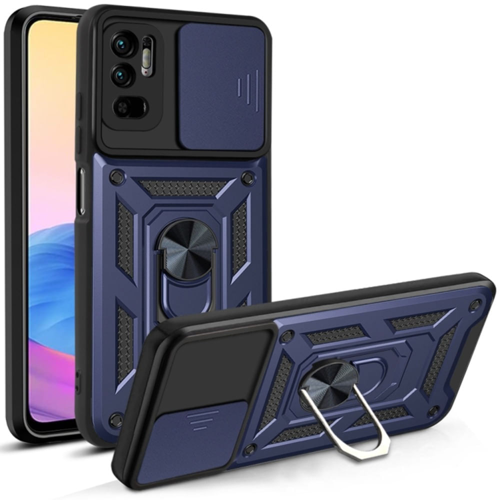 Funda Case de Xiaomi Redmi Note 10 5G con protector de camara Azul Resistente ante Caídas y Golpes