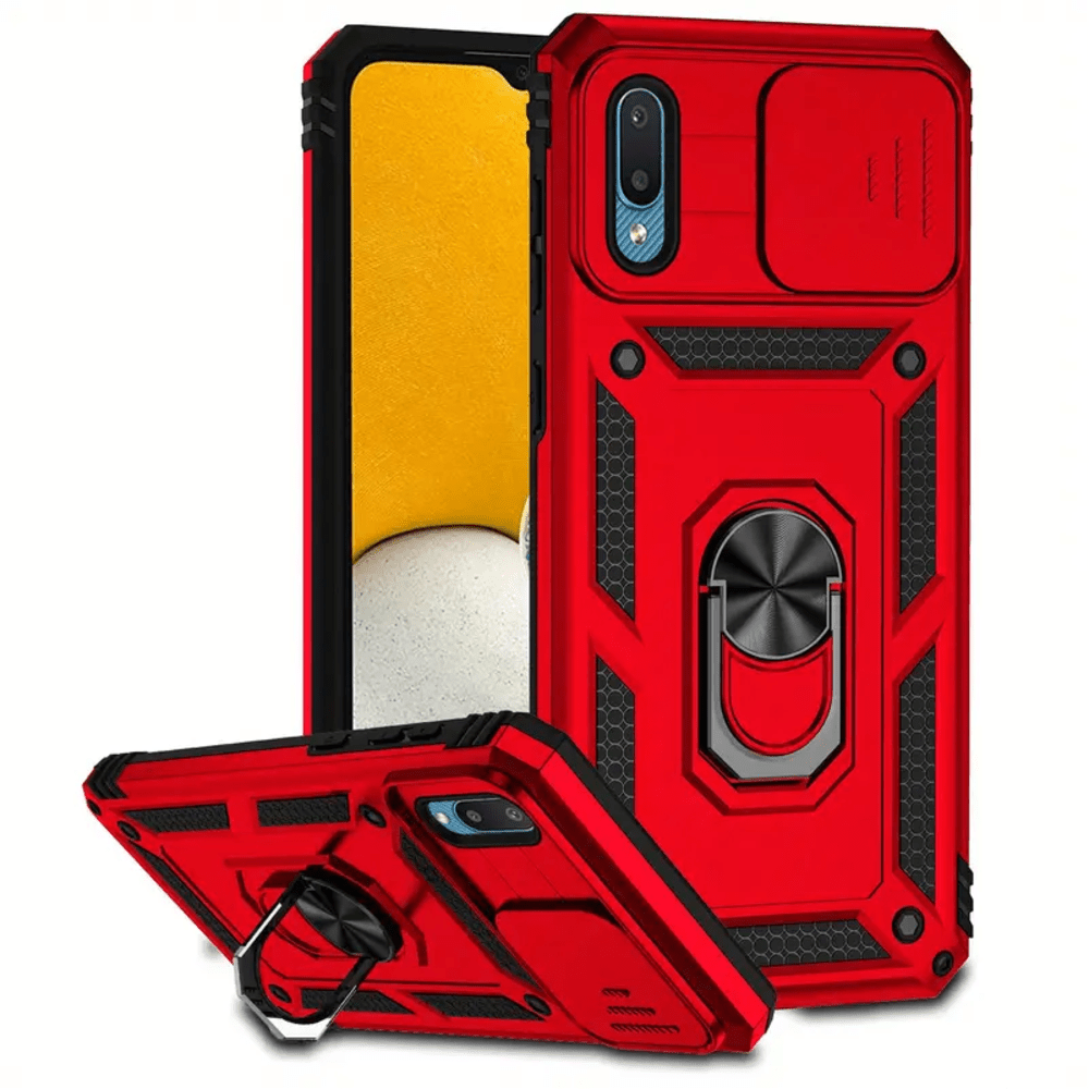 Funda Case para Samsung A02 con protector de camara Rojo Resistente ante Caídas y Golpes