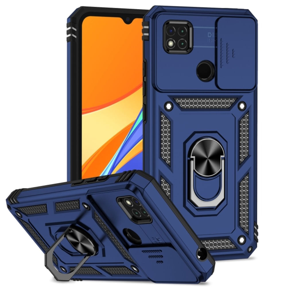 Funda Case de Xiaomi Redmi 10A con protector de camara Azul Resistente ante Caídas y Golpes