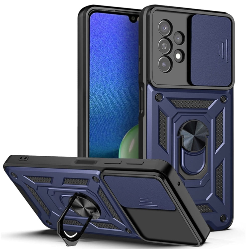 Funda Case para Samsung A52 con protector de camara Azul Resistente ante Caídas y Golpes