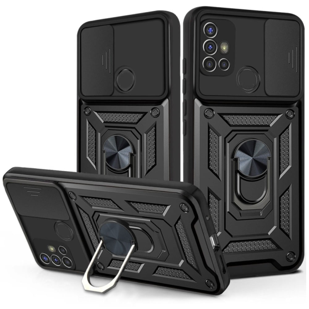 Funda Case para Motorola G10 con protector de camara Negro Resistente ante Caídas y Golpes