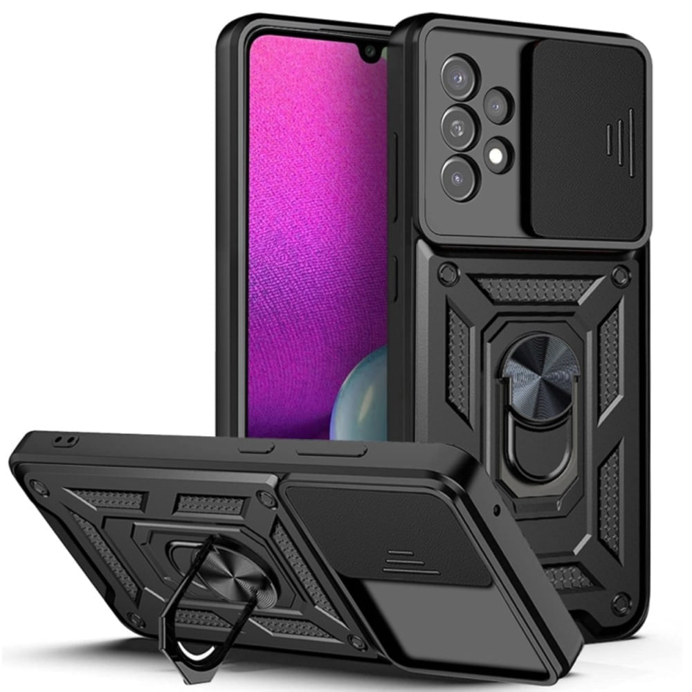 Funda Case for Samsung A23 4G con protector de camara Negro Resistente ante Caídas y Golpes