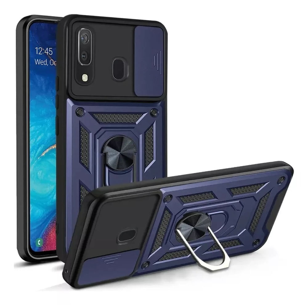 Funda Case para Samsung A30 con protector de camara Azul Resistente ante Caídas y Golpes