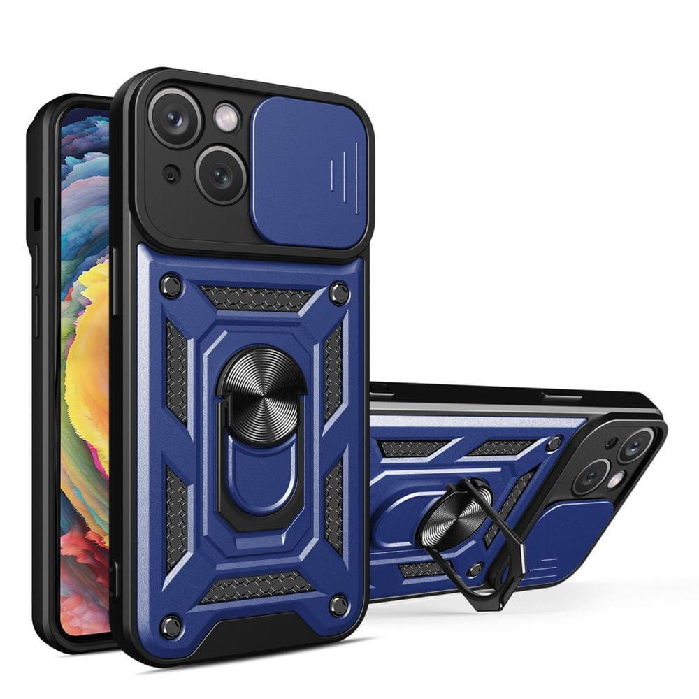 Funda Case para iPhone 14 con protector de camara Azul Resistente ante Caídas y Golpes