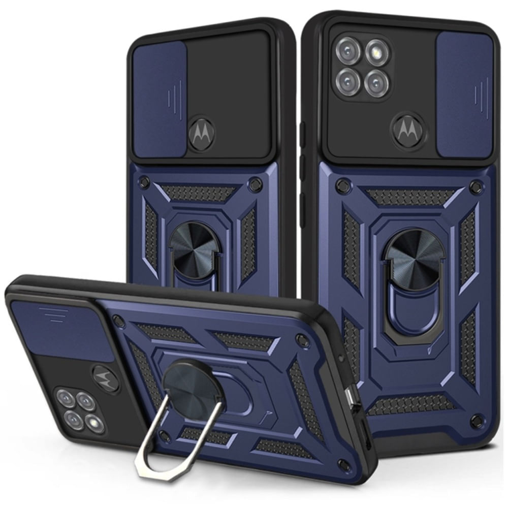 Funda para Motorola G9 Power con protector de camara Azul Resistente ante Caídas y Golpes