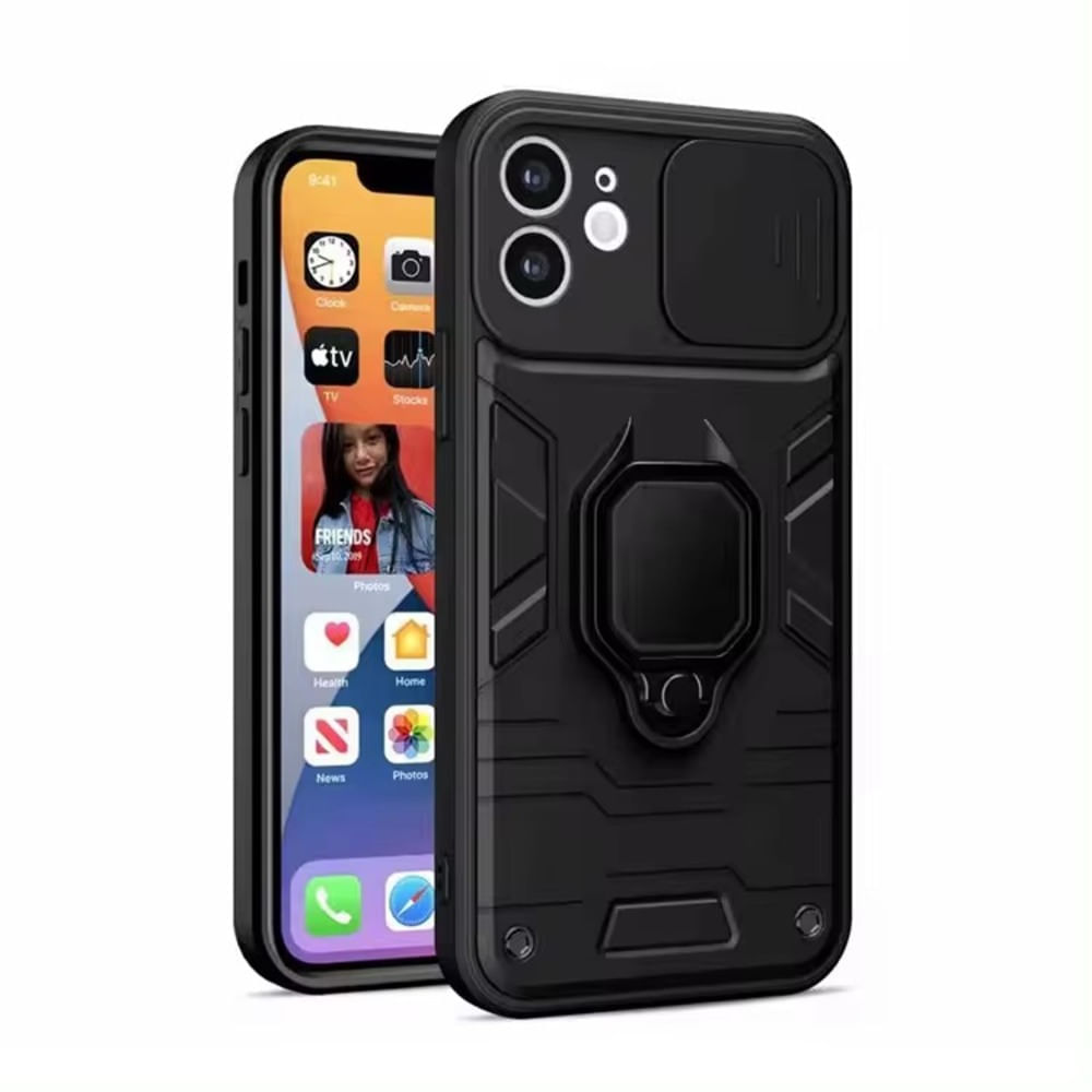 Funda para Samsung A04E New Robot Negro + Protector Cam Antishock Resistente a CAÍDAS Y GOLPES