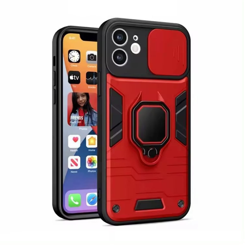 Funda para Samsung A02S New Robot Rojo + Protector Cam Antishock Resistente a CAÍDAS Y GOLPES