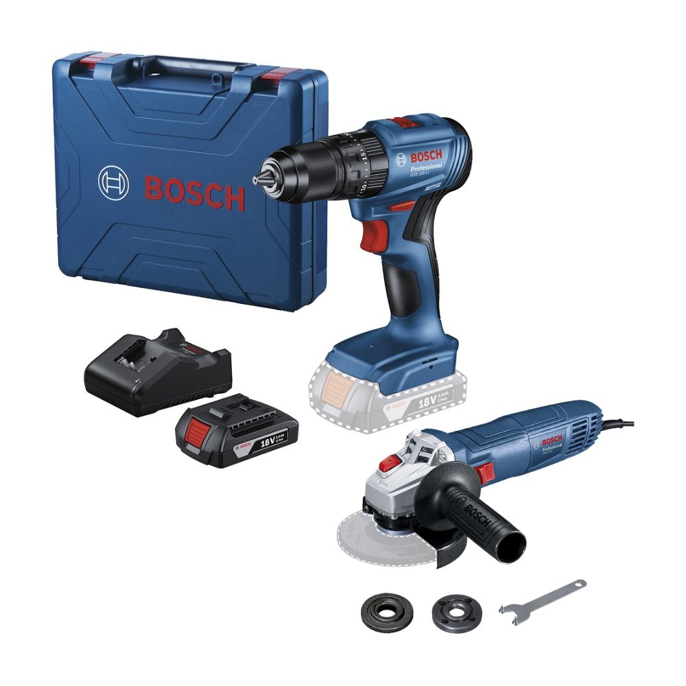 Taladro Percutor GSB185-LI Inalambrico 1 Bateria + Amoladora GWS700 Bosch