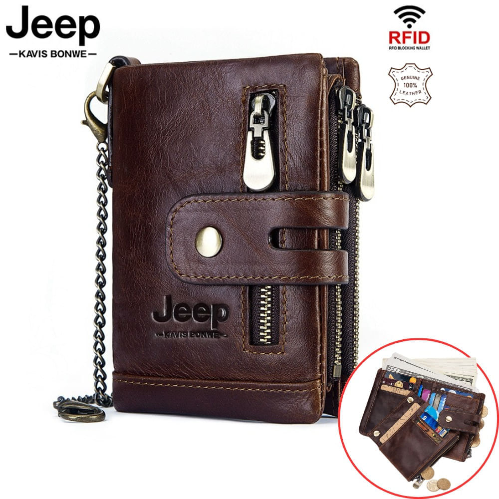 Billetera Jeep - Kavis de Cuero Vacuno BP829 Café