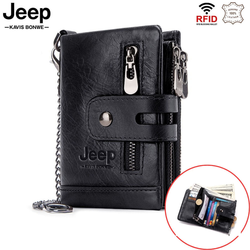 Billetera Jeep - Kavis de Cuero Vacuno BP829 Negro