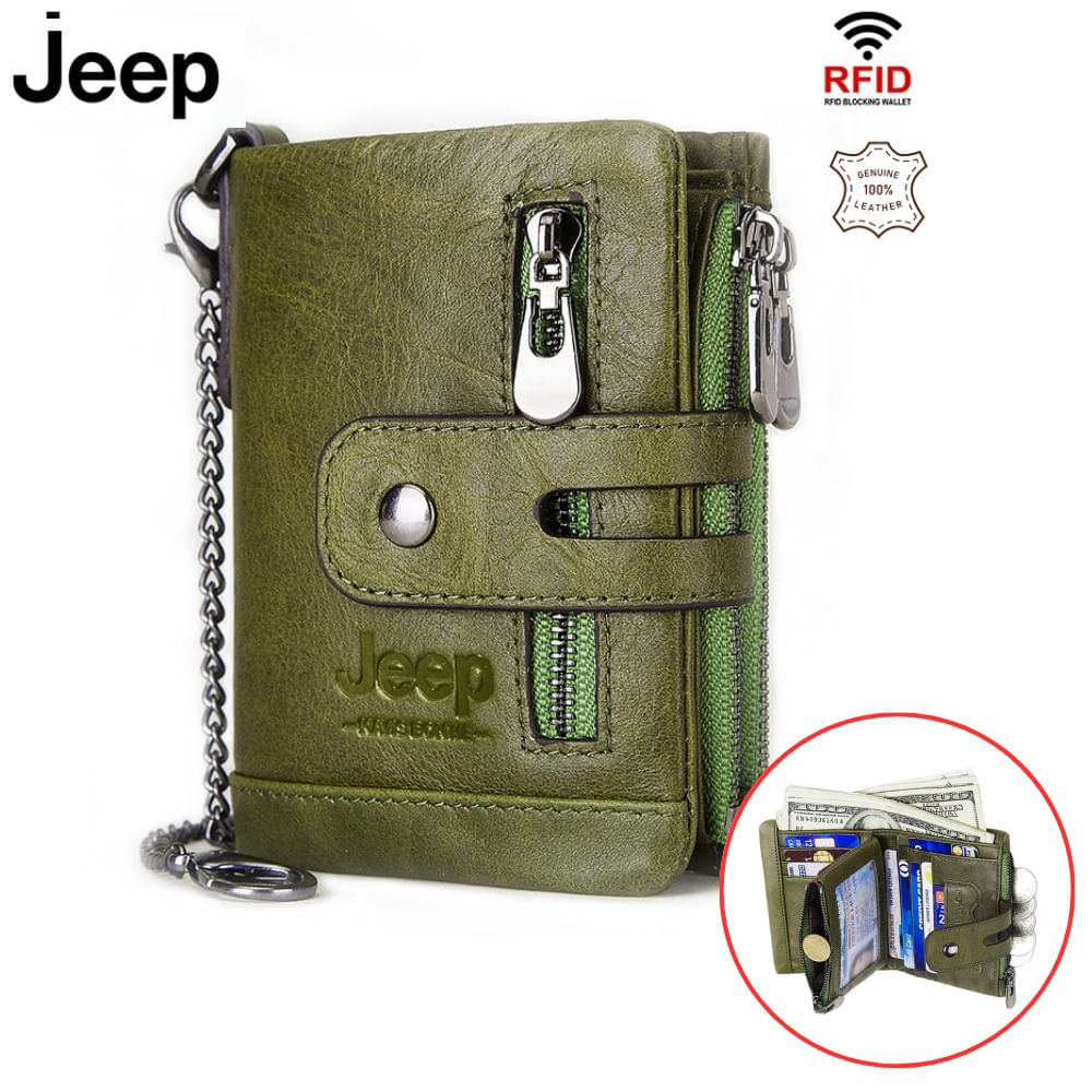 Billetera Jeep - Kavis de Cuero Vacuno BP829 Verde