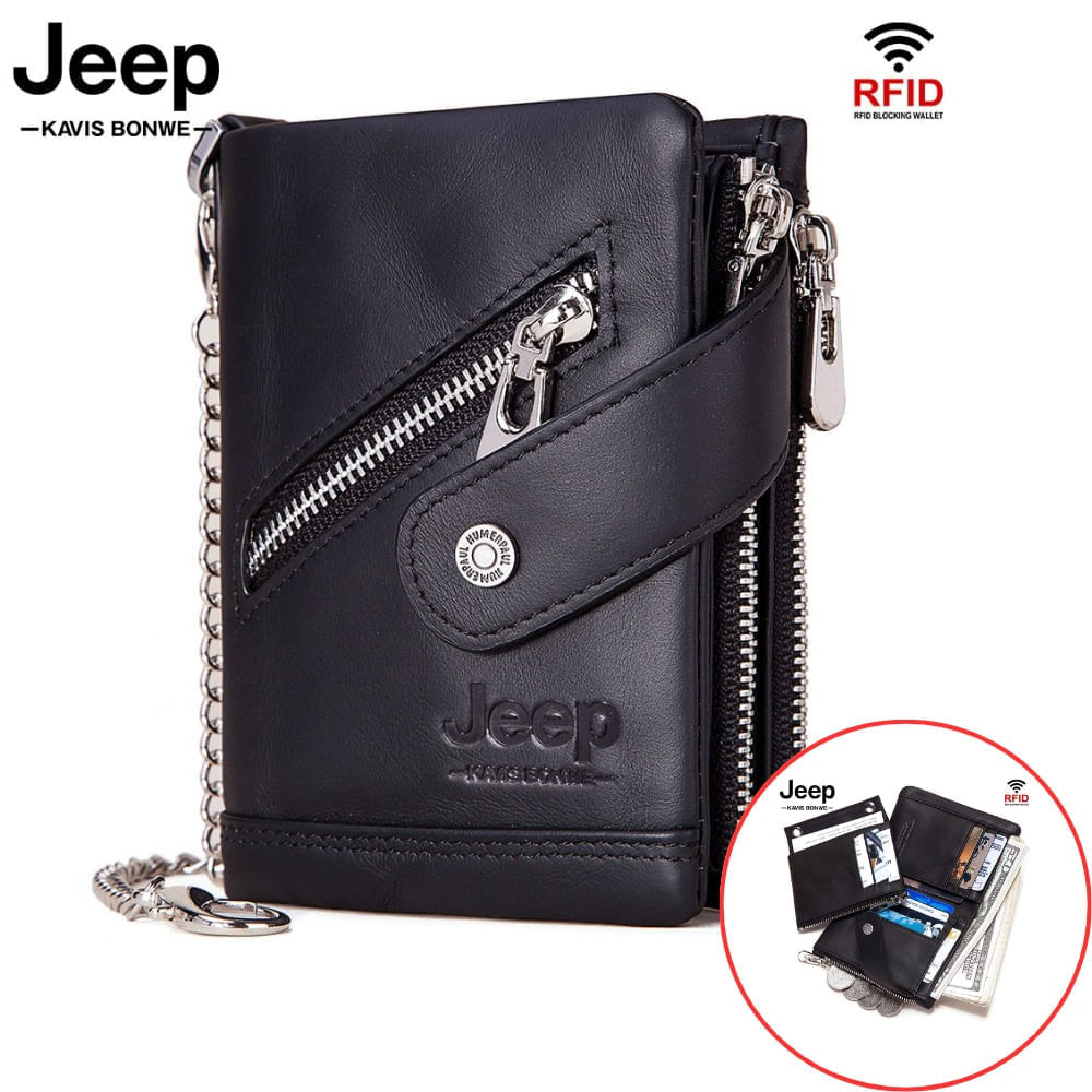 Billetera Jeep - Kavis de Cuero Vacuno BP930 Negra