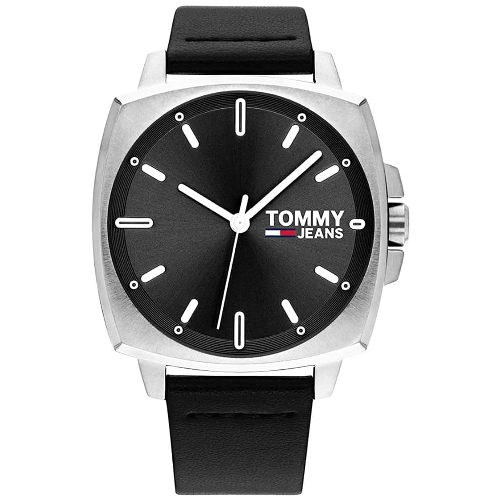 Reloj Tommy Hilfiger Jeans 1791863 Para Hombre Acero Inoxidable Correa de Cuero Negro