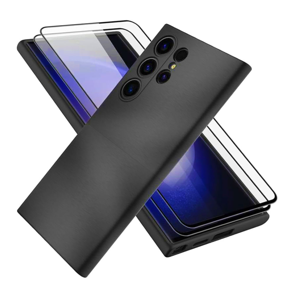 Case Generico Metalico Negro Para Samsung S24Ultra+ Mica de Vidrio