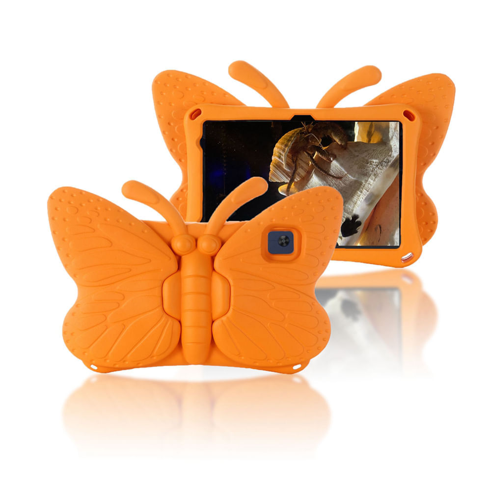 Funda para Samsung Tab A7 10.4" de Goma Mariposa Naranja Antishock Resistente a Caidas y Golpes
