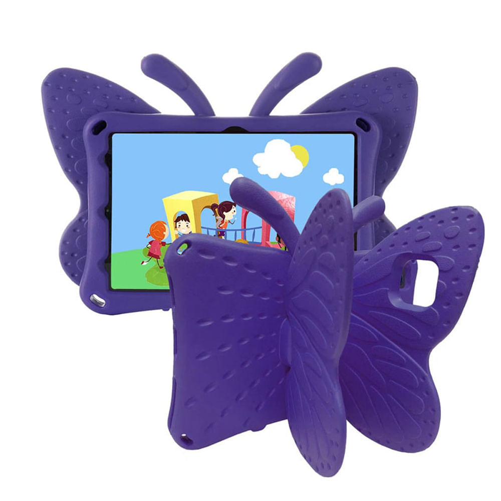 Funda para Samsung Tab A 10.1" de Goma Mariposa Morada Resistente a Caidas y Golpes