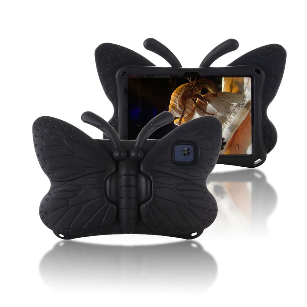 Funda para Samsung Tab A8 10.5" de Goma Mariposa Negra Antishock Resistente a Caidas y Golpes