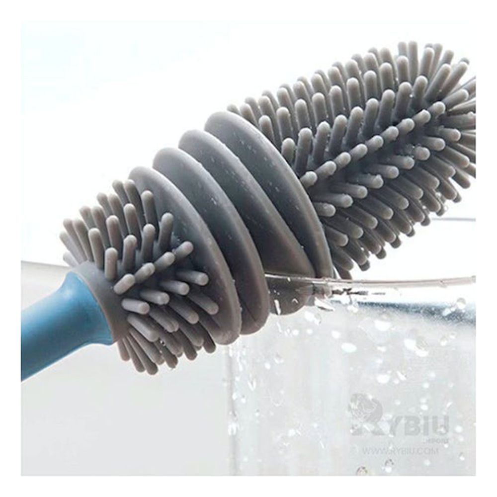 Cepillo de Silicona Limpiador de Botellas en Color Celeste