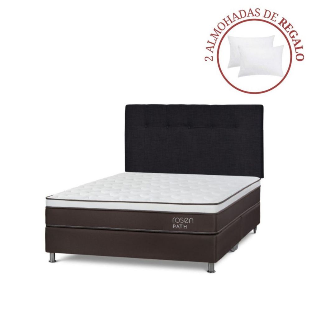 Dormitorio Americano Path Grafito King New Bennet Grafito + 2 Almohadas