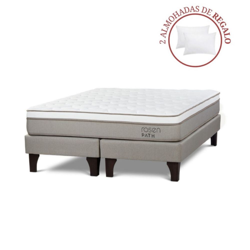 Cama Europea Path Niebla Queen + 2 Almohadas