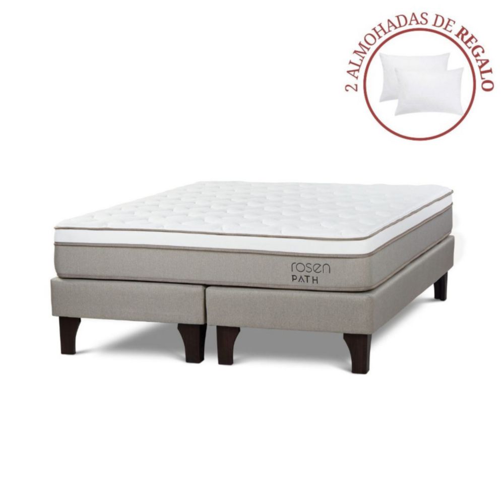Cama Europea Path Niebla King + 2 Almohadas