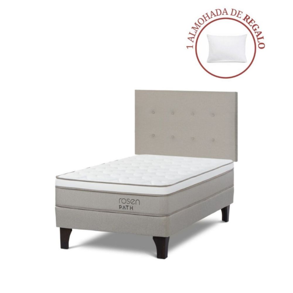 Dormitorio Europeo Path Café 1.5 Plazas West Chocolate + 1 Almohada