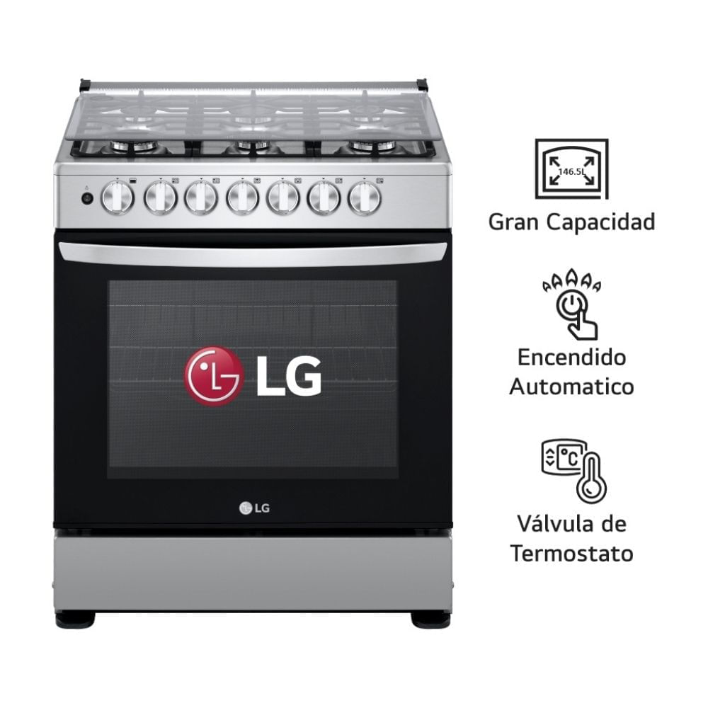 Cocina de Pie a Gas LG LRGZ5253S 6 Quemadores Acero Inoxidable Plata