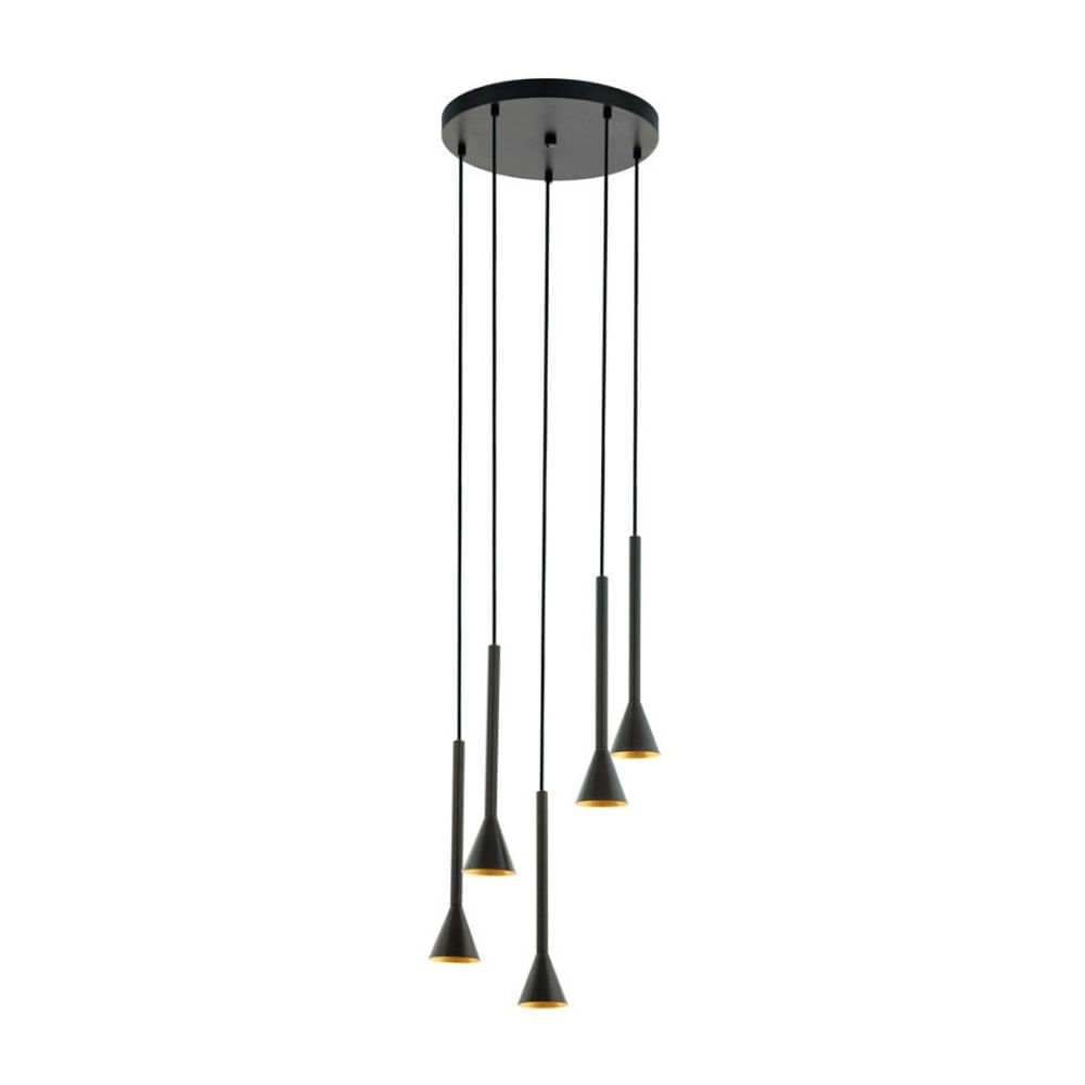 Lámpara Colgante Eglo Cortaderas 4.8w Acero Negro 5 Luces