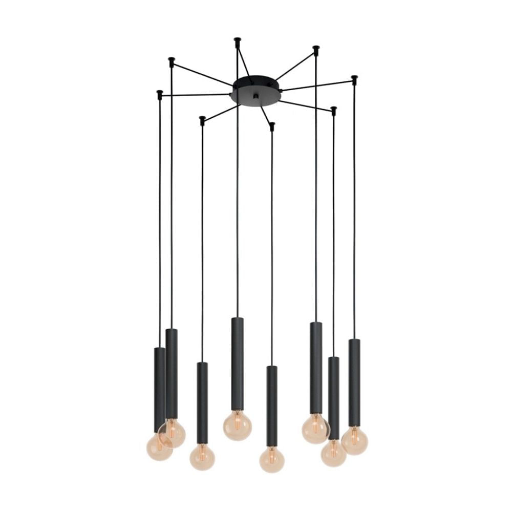 Lámpara Colgante Acero Negro EGLO Cortenova 8 Luces