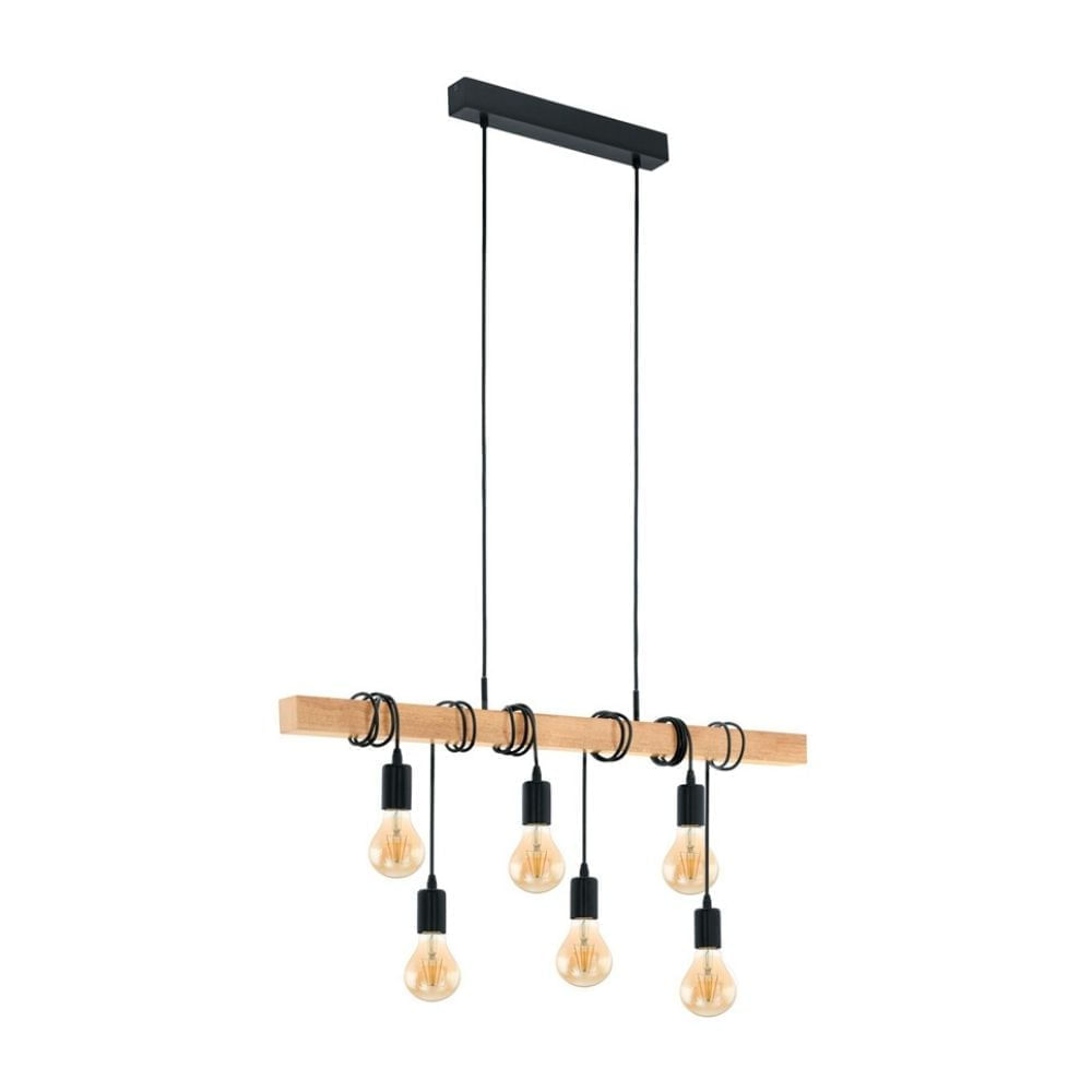 Lámpara Colgante Eglo Townshend 60w Acero Marrón 6 Luces