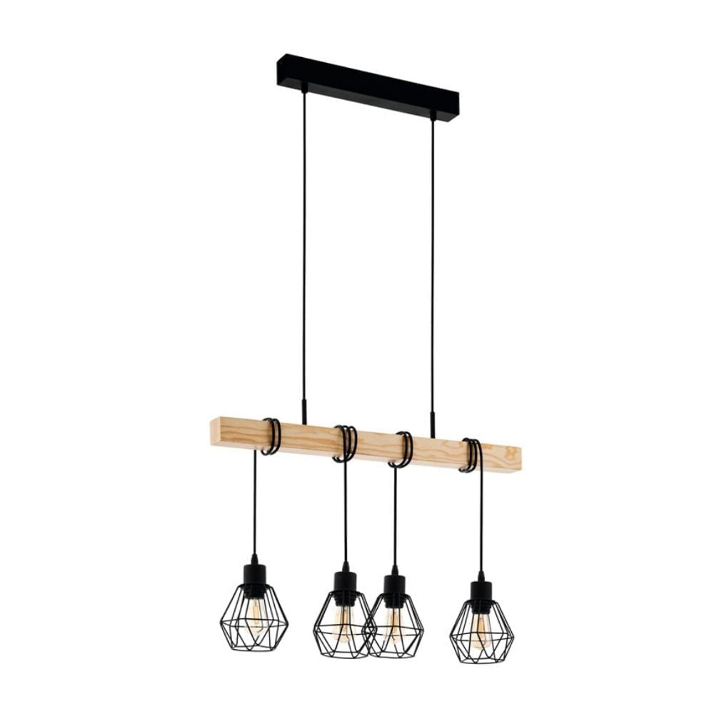 Lámpara Colgante Eglo Townshend 5 60w Acero Marrón 4 Luces