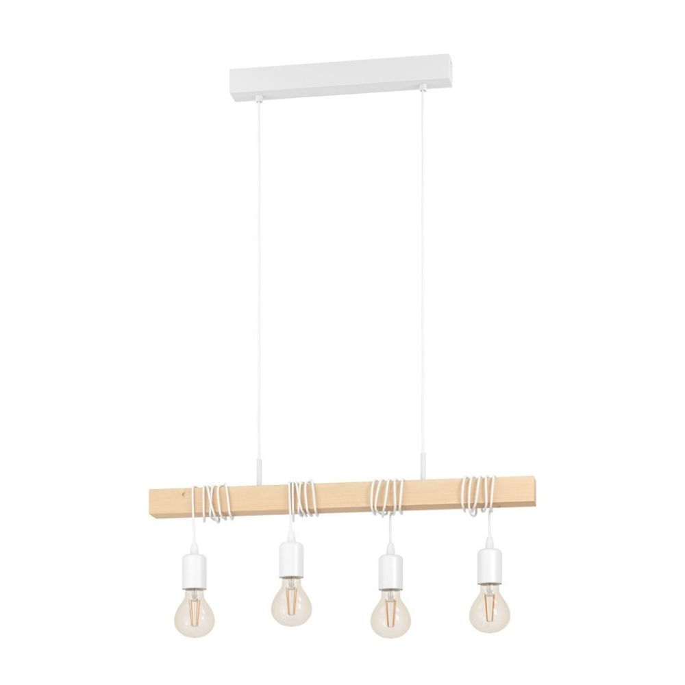 Lámpara Colgante Eglo Townshend 60w Acero Blanco 4 Luces