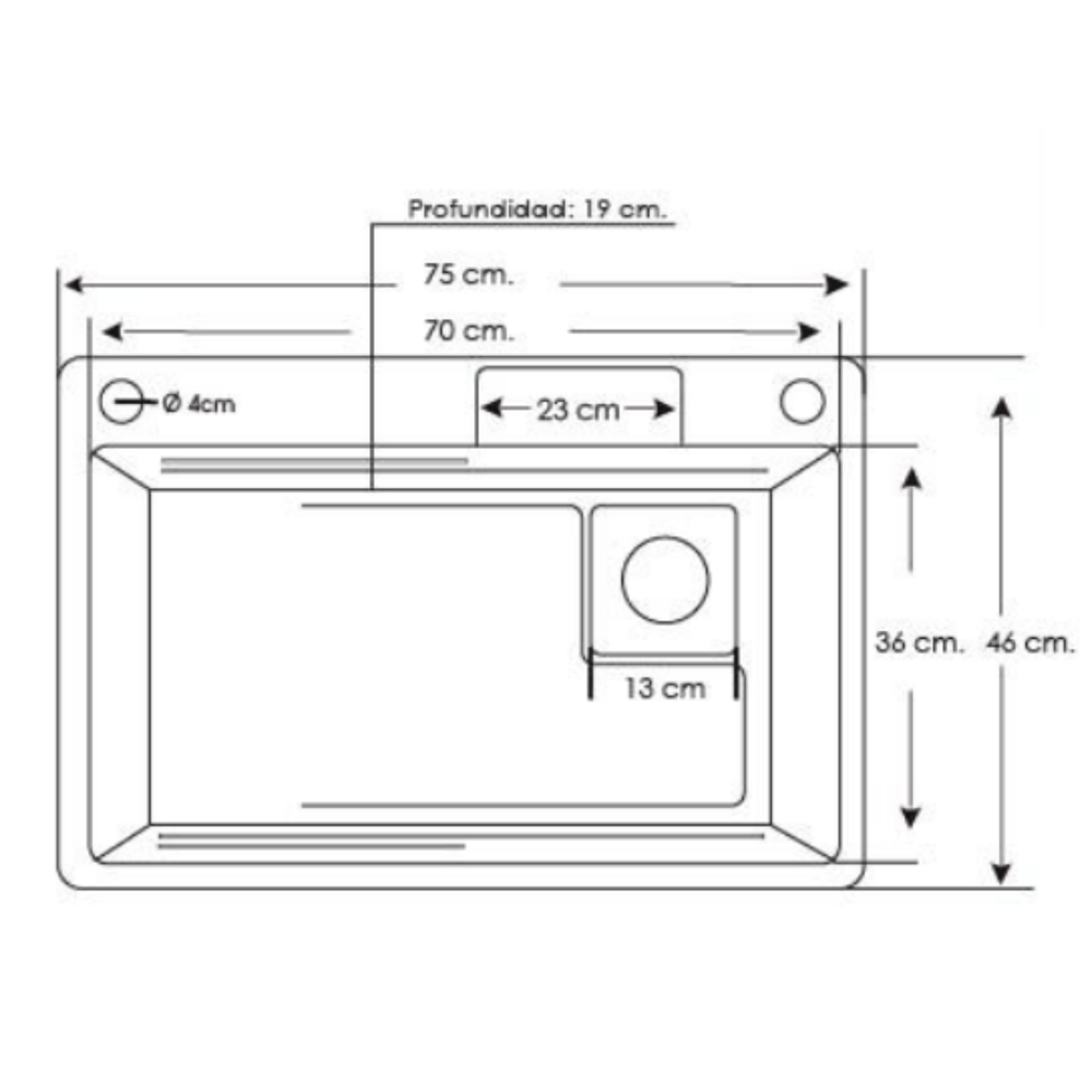 Lavadero Multifuncional para cocina LUX 7546 Acero Inoxidable 304 Satinado  | Oechsle - Oechsle