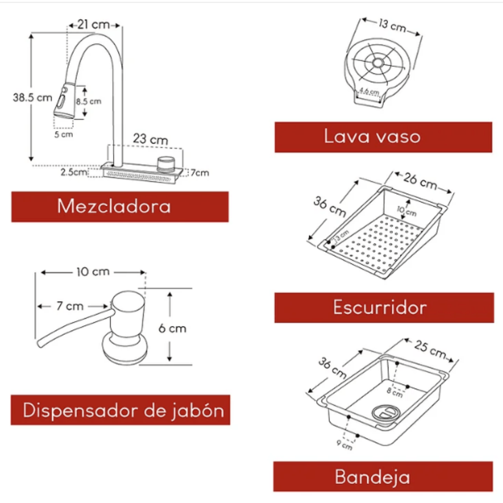 Lavadero Multifuncional para cocina LUX 7546 Acero Inoxidable 304 Satinado  | Oechsle - Oechsle