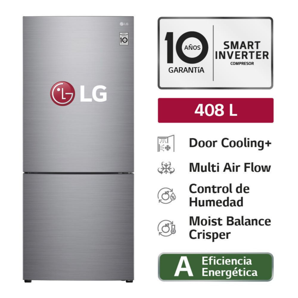Refrigeradora LG Bottom Freezer GB41BPP 408L Plateada