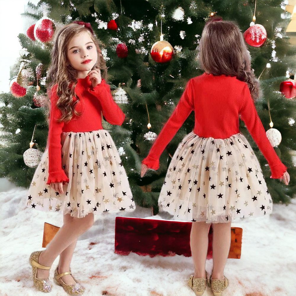 Vestido de Niña Bebe Estrellas Rojas Oechsle Oechsle